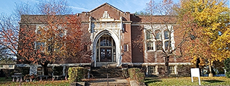 Front of brick building